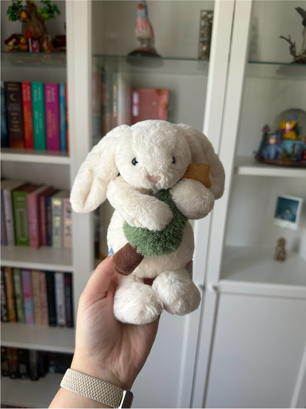 Jellycat Bashful Cream Bunny with Christmas Tree